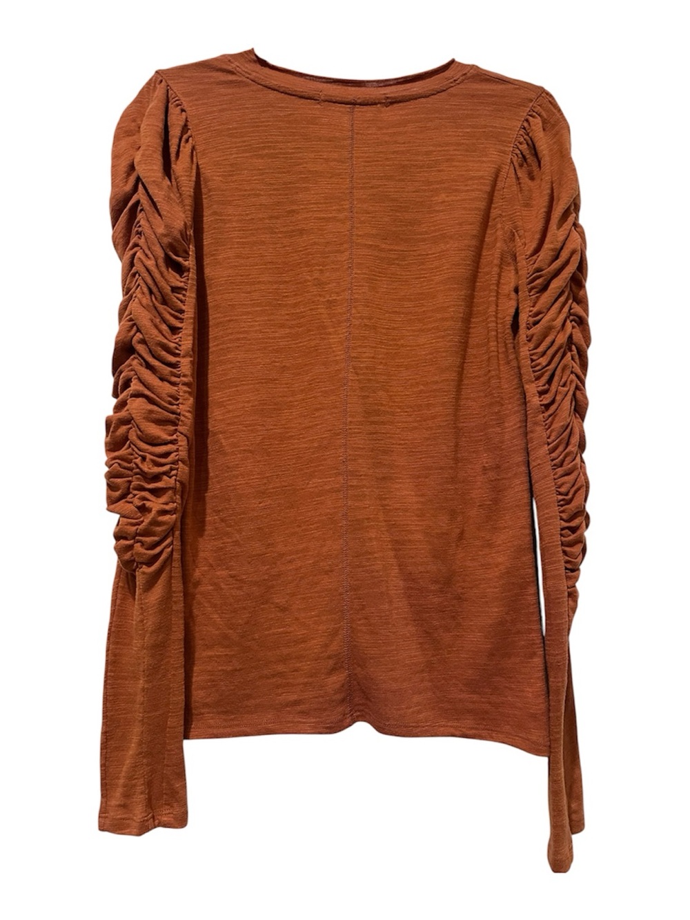 We The Free Ruched-Detail Long Sleeve Top in Rust Orange - Picture 3 of 5